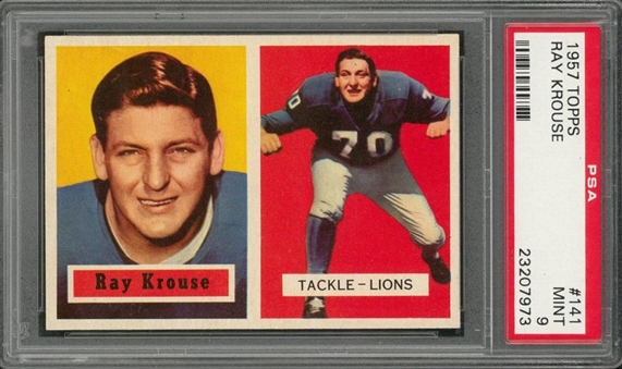 1957 Topps Football #141 Ray Krouse – PSA MINT 9